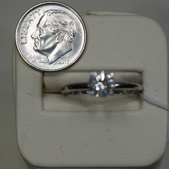 14KW Solitaire Genuine Diamond Engagement Ring - Picture 6 of 9